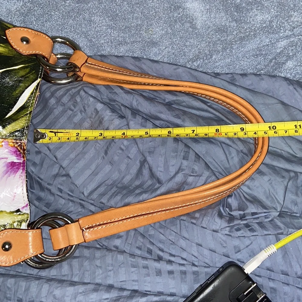 Nwot Maurizio Taiuti Floral italian Leather hobo bag_8